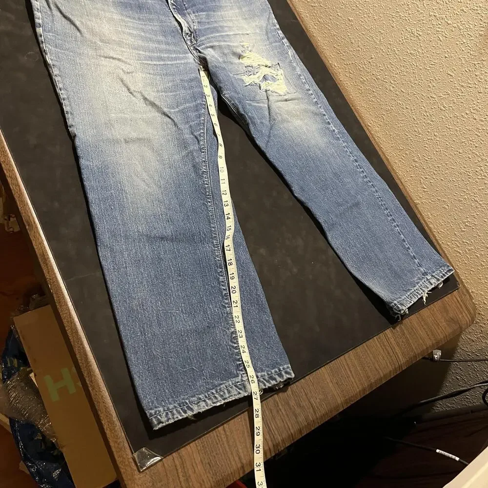 Levis Big E 1960s Single Stitch 505 Jeans 40in W 40x28 Blue Hem Zip Fly Talon 42